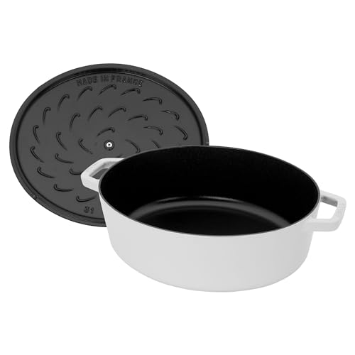 White Cast Iron Shallow Oval Dutch Oven X595857