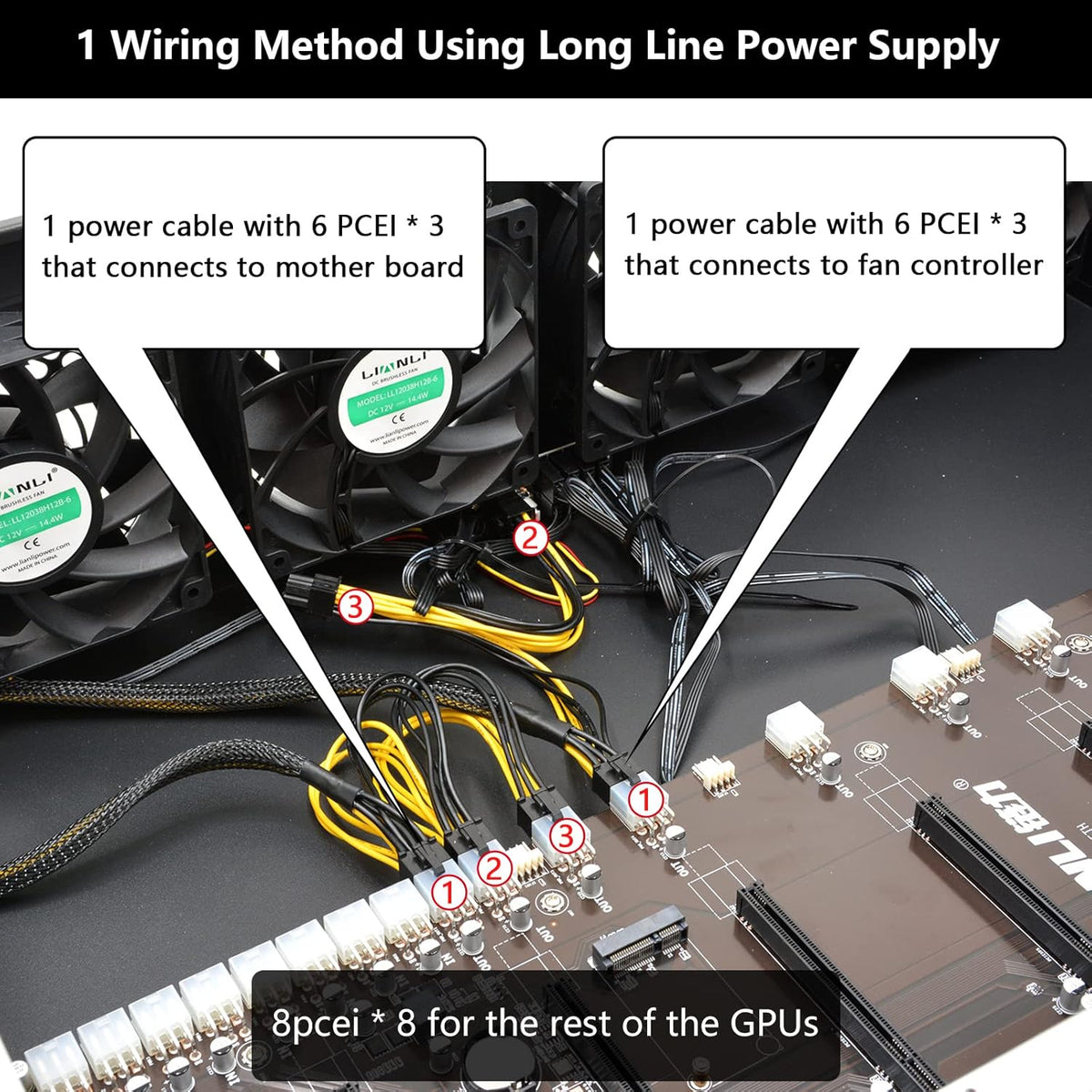 8 GPU 70mm Slots Mining Rig Frame with 8 Fans B545370