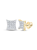 10kt Yellow Gold Mens Diamond Square Earrings 1/10 Cttw R22626