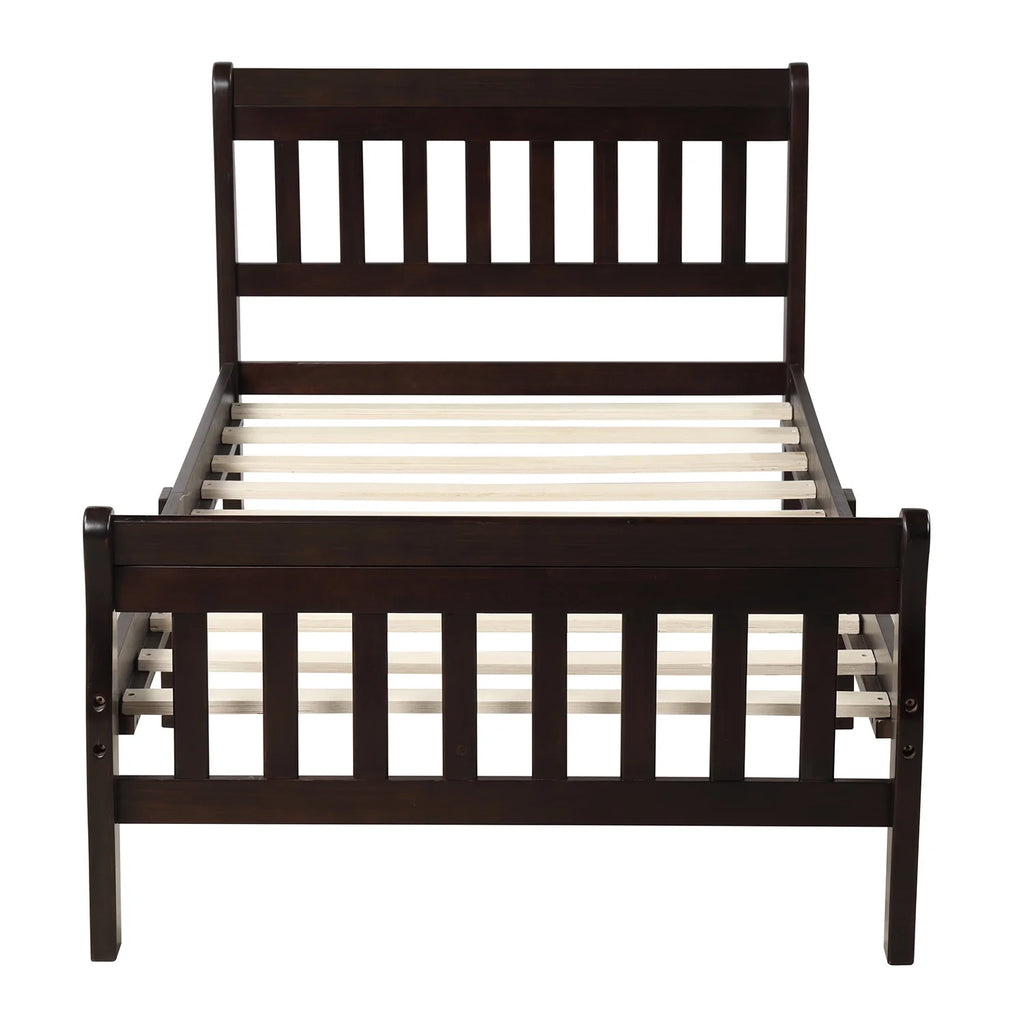 Wood Twin Size Platform Bed Frame with Headboard and Footboard E99119