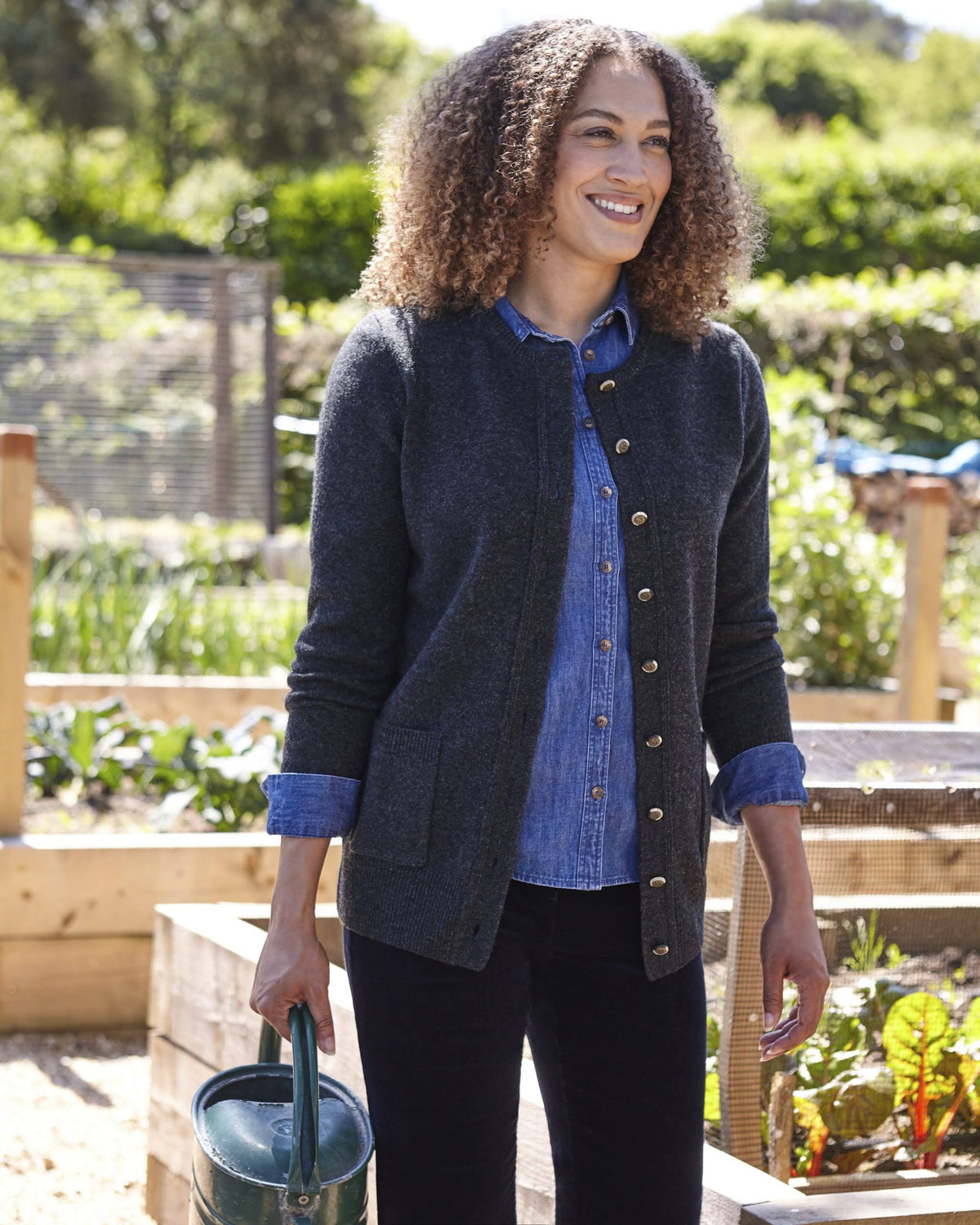 Lambswool Crew Neck Cardi Grey Marl F17444