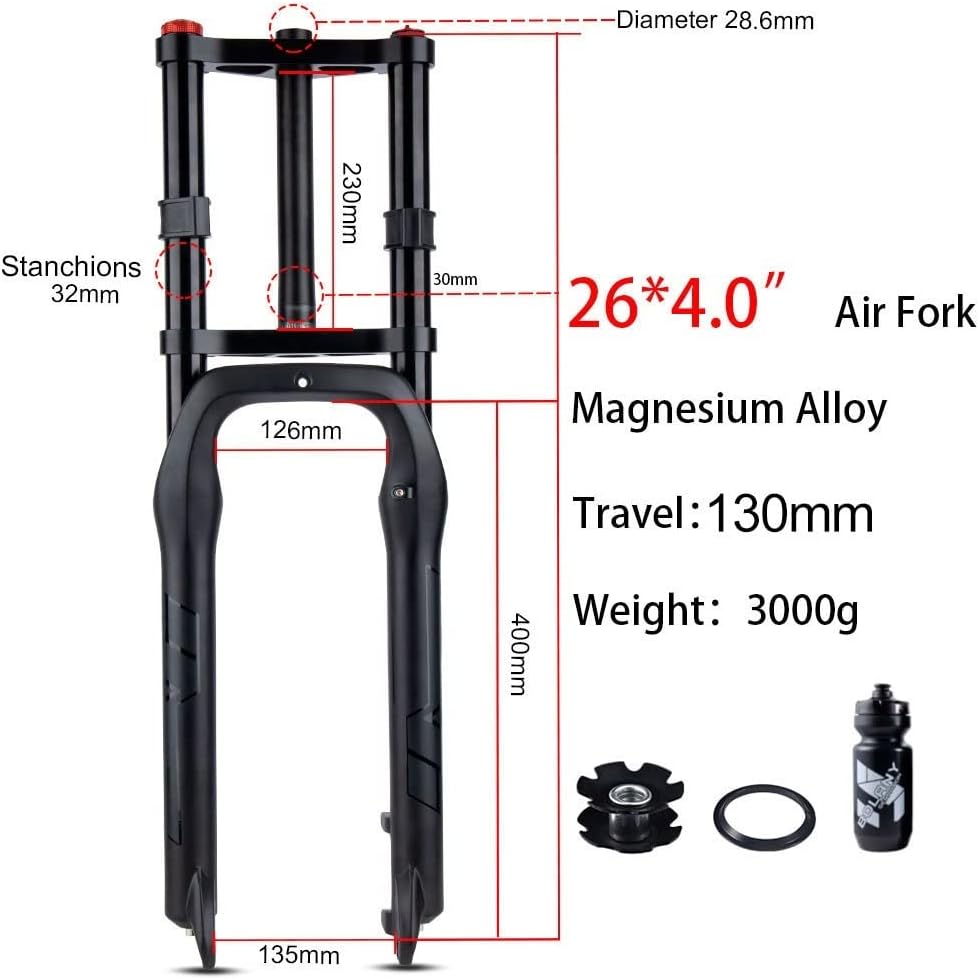 Double Shoulder Snow Front Fork 130mm Travel Air Suspension Bike Fork E4084
