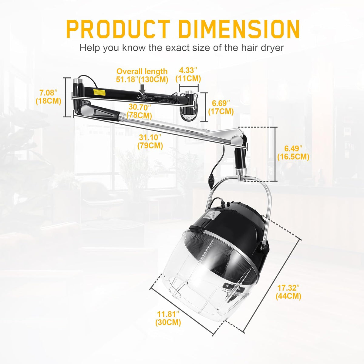 Black Wall Mounted Hair Dryer with Swivel Arm L42310