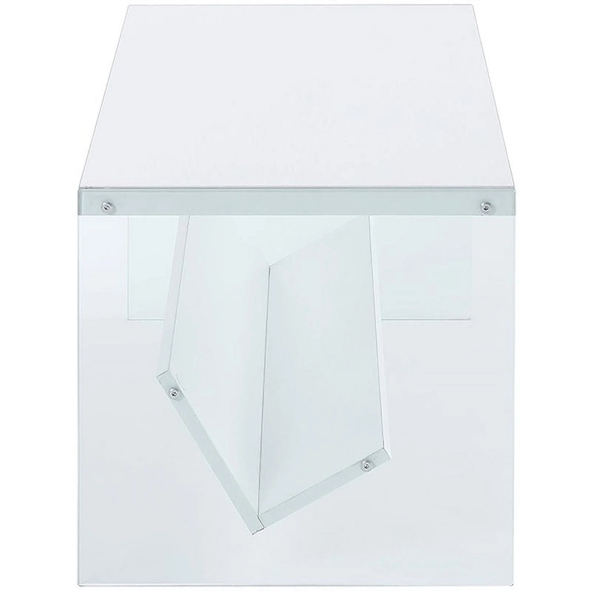 White Wood and Clear Glass Coffee Table N266