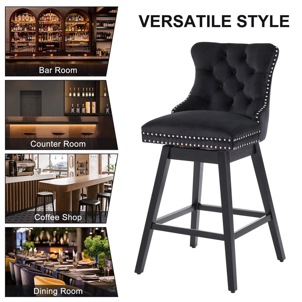 Velvet Swivel Bar Stools Set of 4 A59768