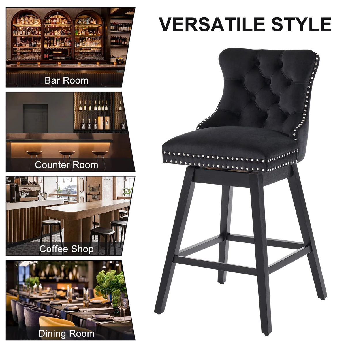Velvet Swivel Bar Stools Set of 4 A59768