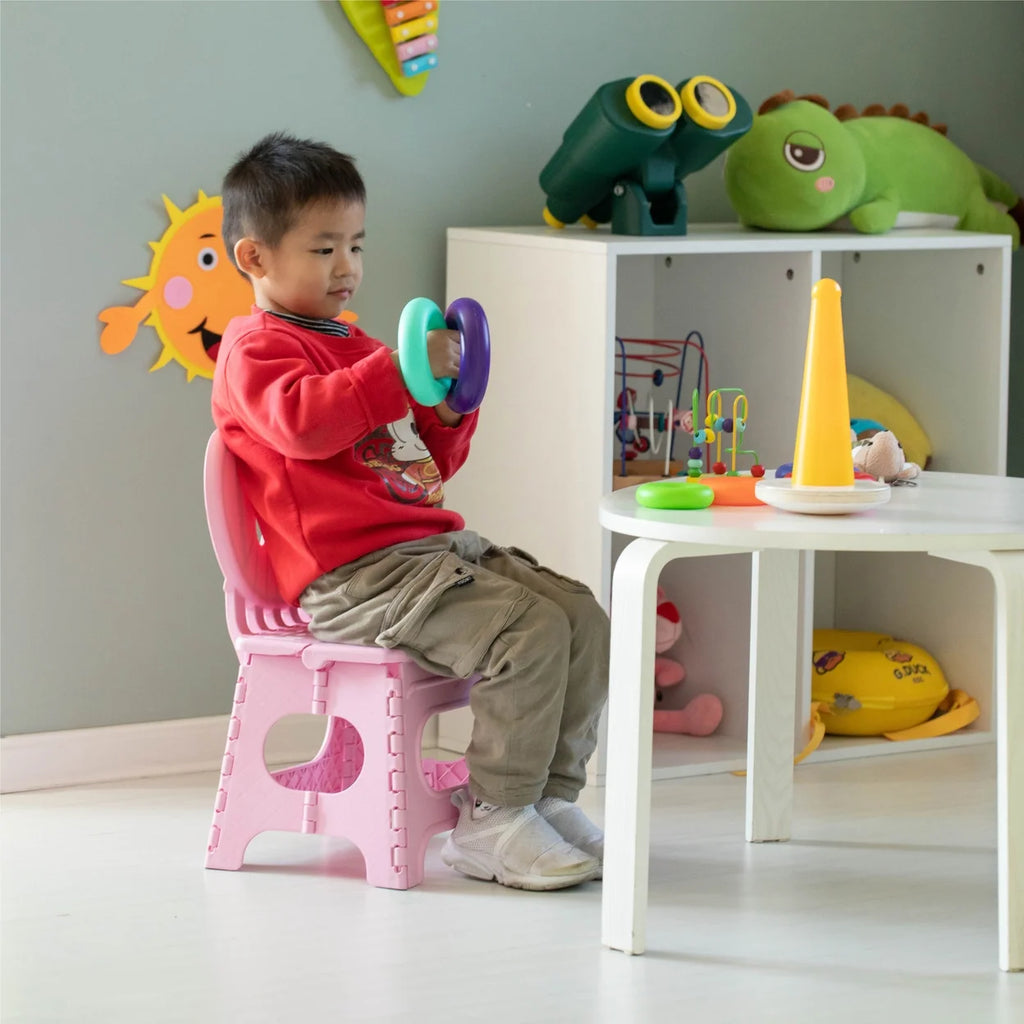 Foldable Step Stool with Back Support and Handle, Green K255