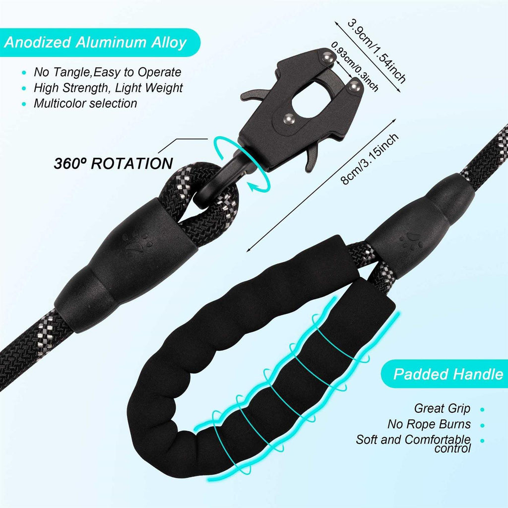 Heavy Duty Reflective Nylon Dog Leash with Locking Clip W4192