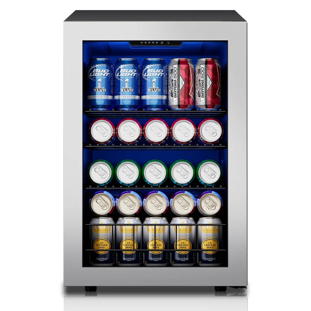 Beverage Refrigerator and Cooler 77 Can Mini Fridge with Glass Door N7273