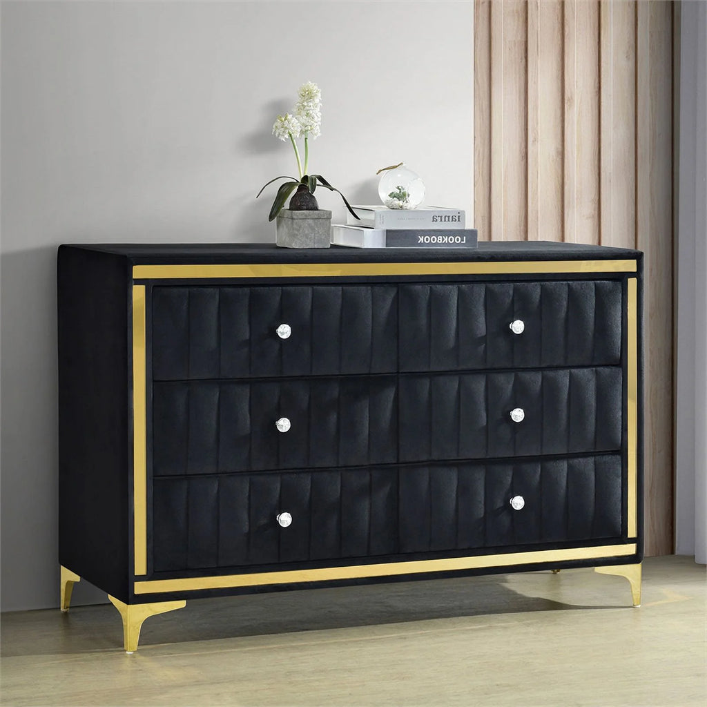 Black Velvet 6 Drawer Dresser F88706