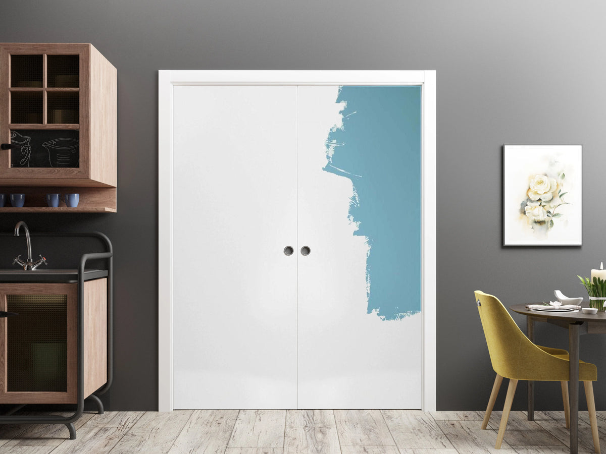 Sliding French Double Pocket Doors 84 x 80 inches Solid Wood Interior Doors L788687