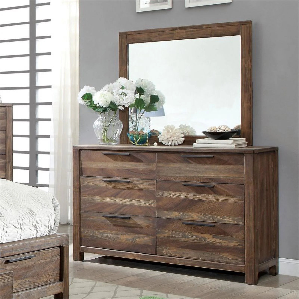 2-Piece Wood Dresser and Mirror A84724