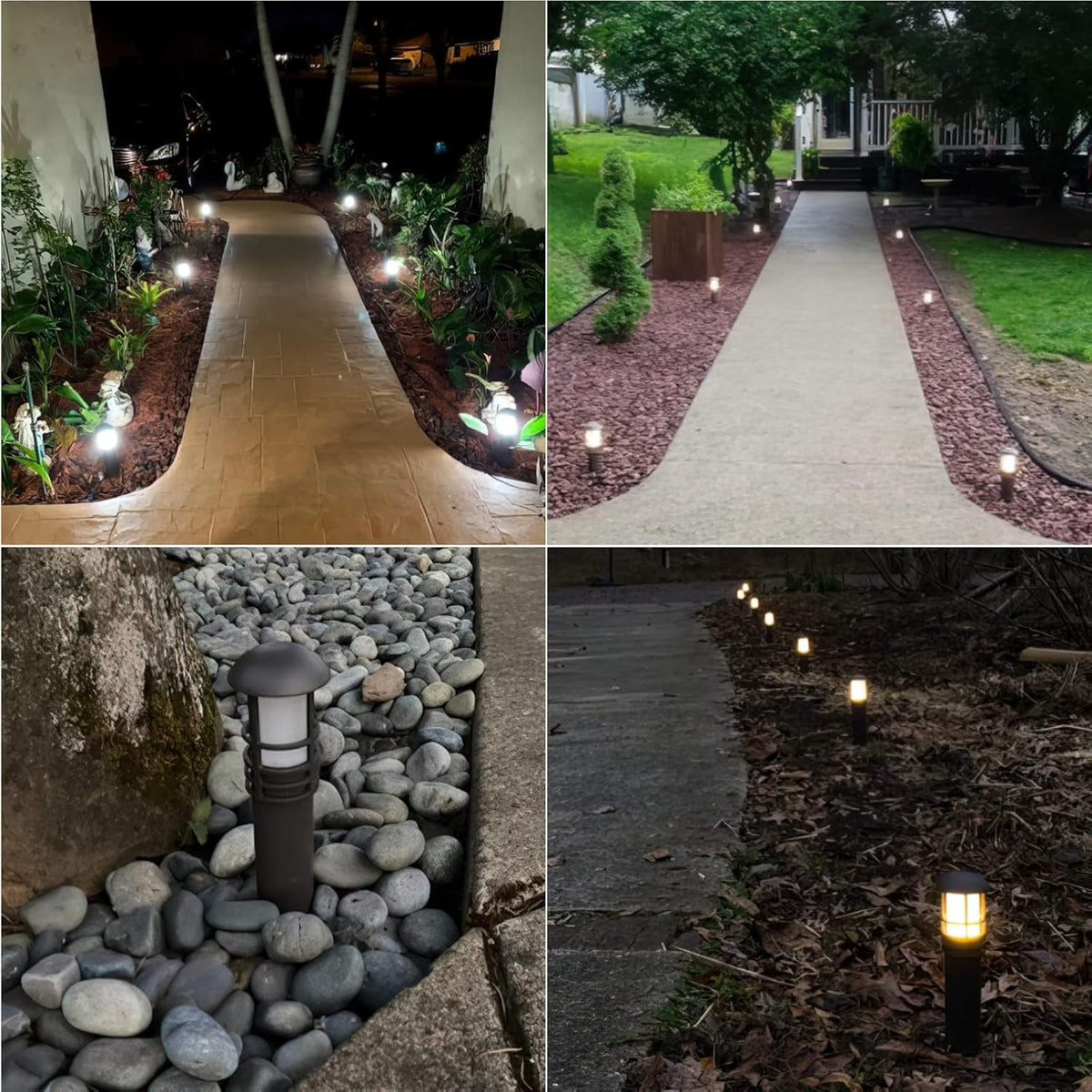 Black 8 Pack LED Bollard Pathway Light A805