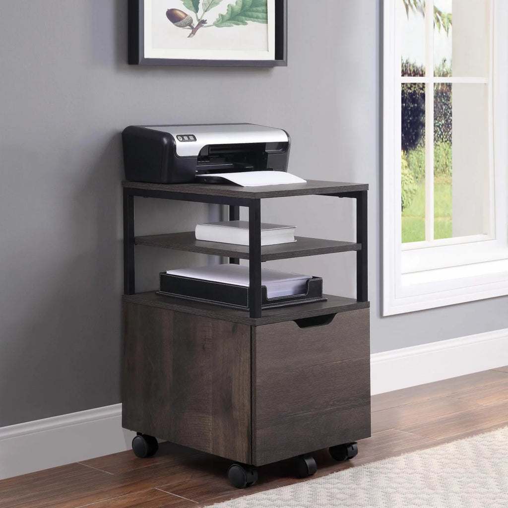 Wood 1-Drawer Mobile Storage Cart G5505
