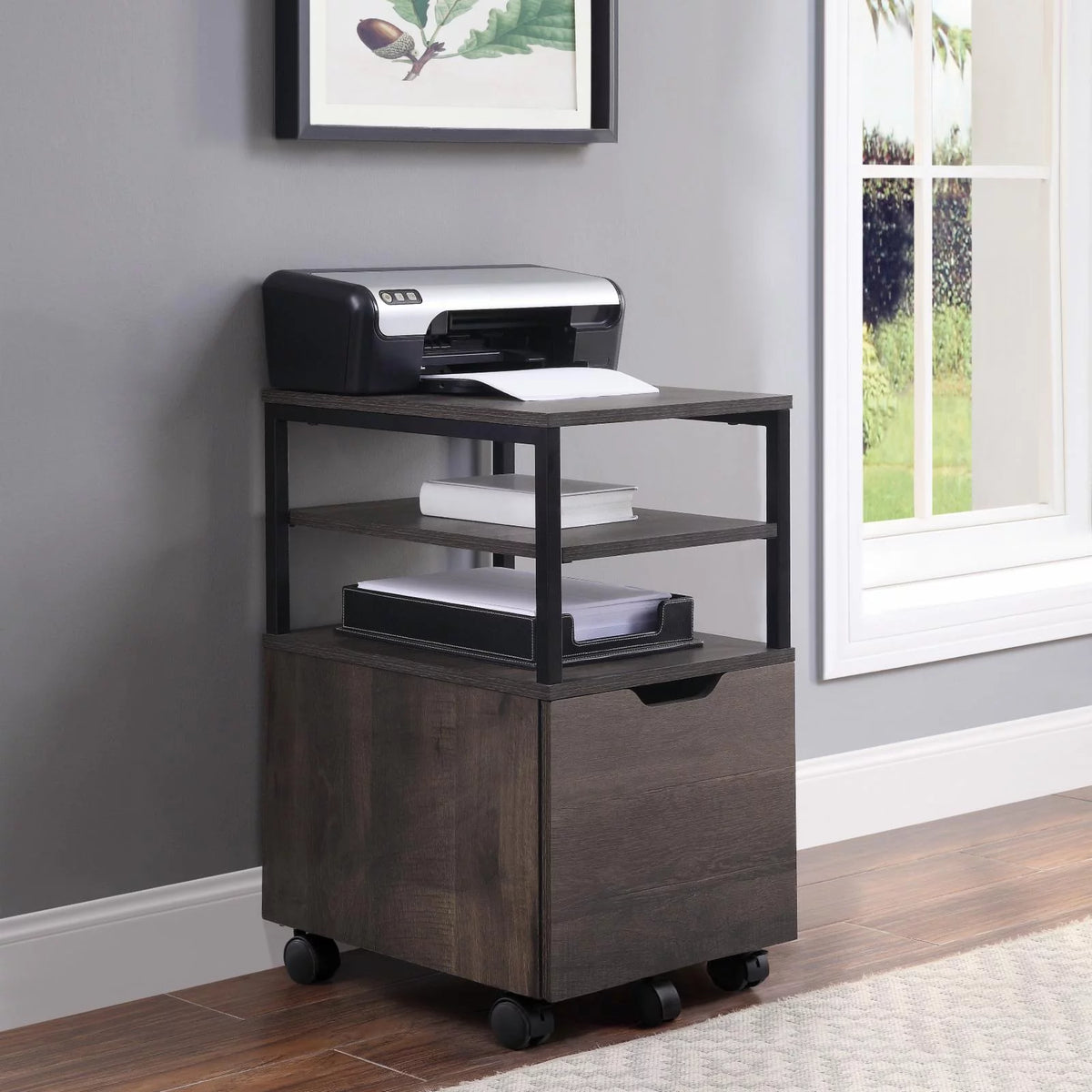 Wood 1-Drawer Mobile Storage Cart G5505