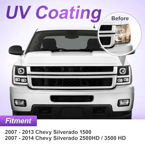 LED Projector DRL Headlight Assembly Black Housing Clear Reflector D7640