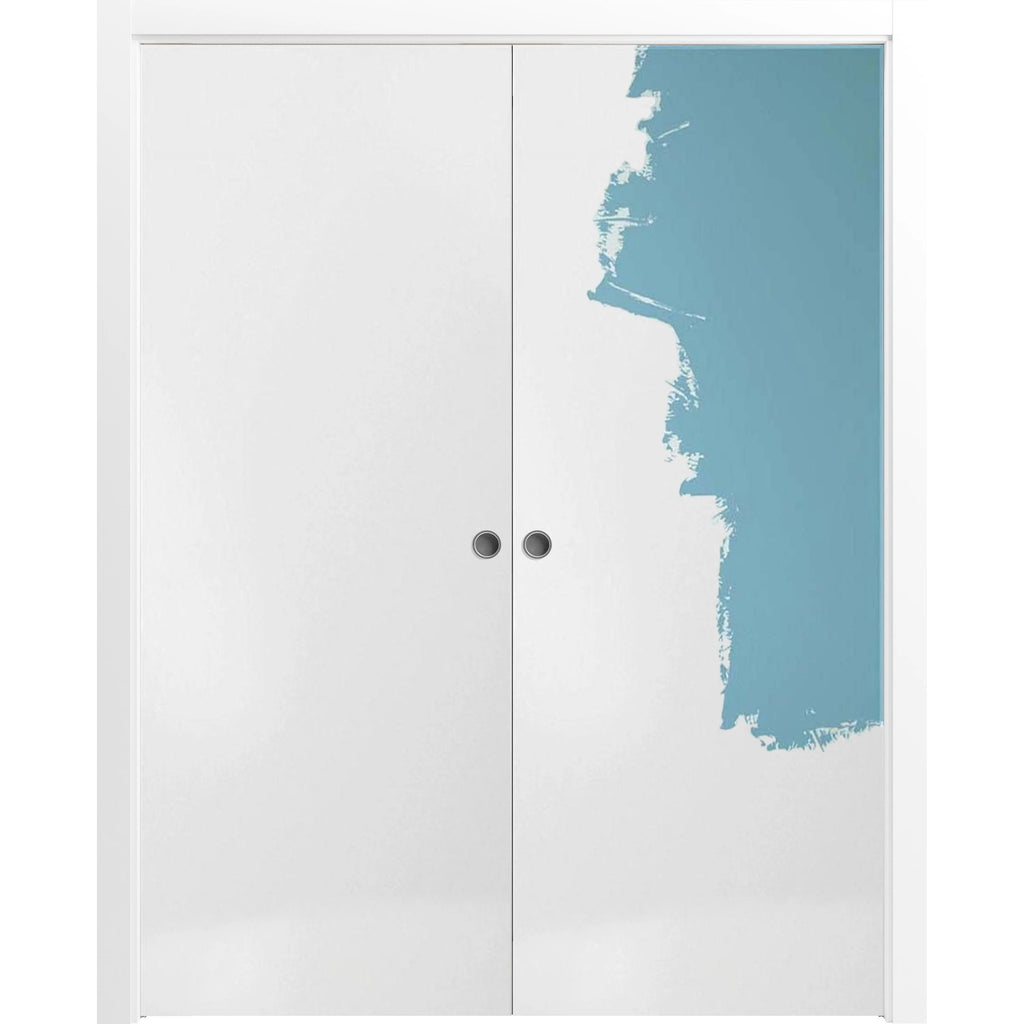 Sliding French Double Pocket Doors 84 x 80 inches Solid Wood Interior Doors L788687