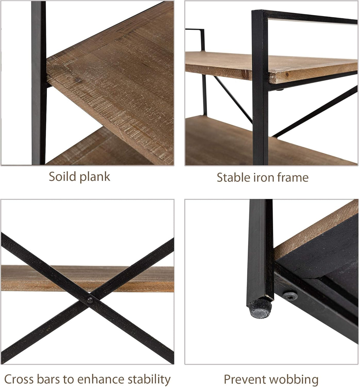 Solid Wood 3 Tier Bookshelf Storage Rack D990