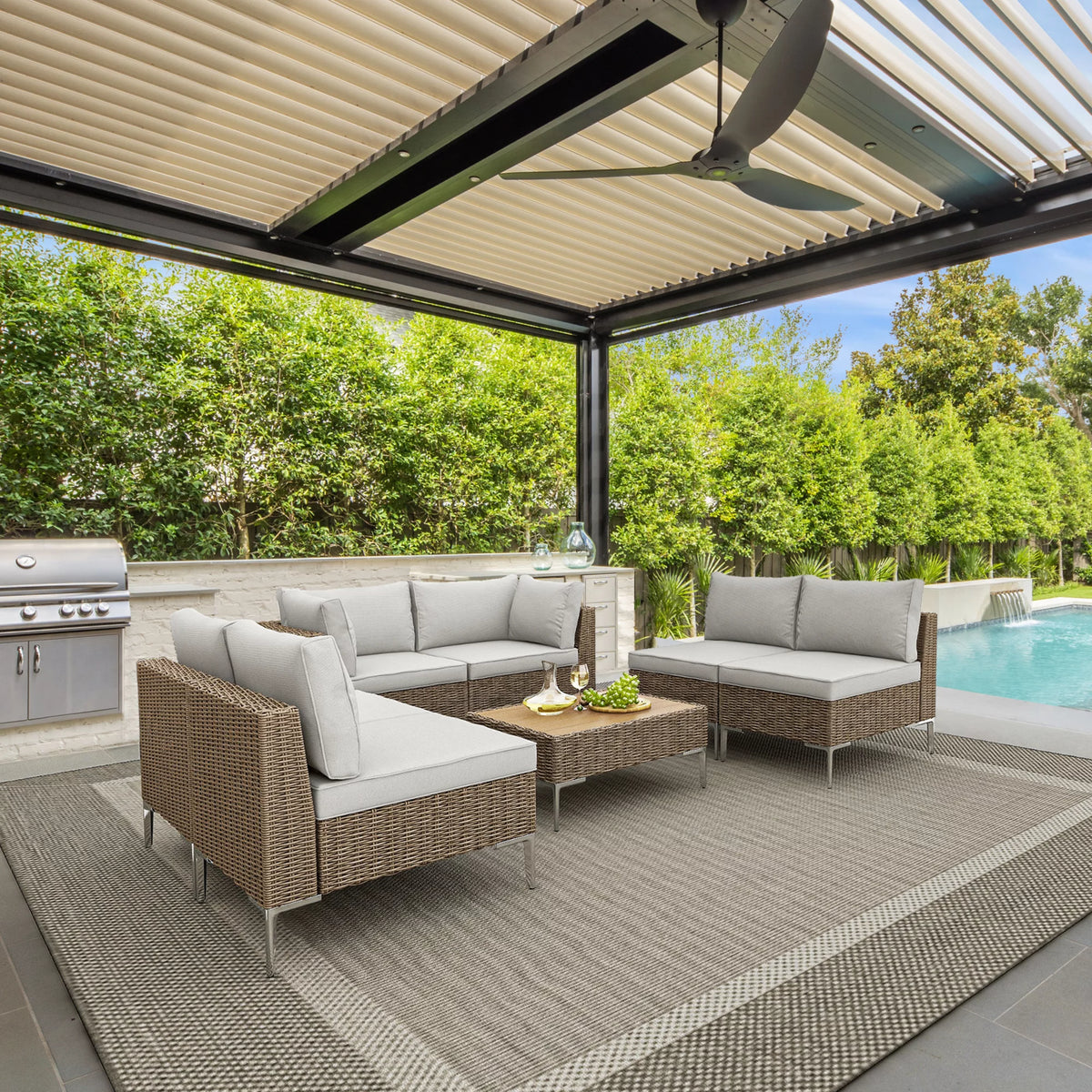 7 Piece Patio Furniture Set with Soft Cushion F15782