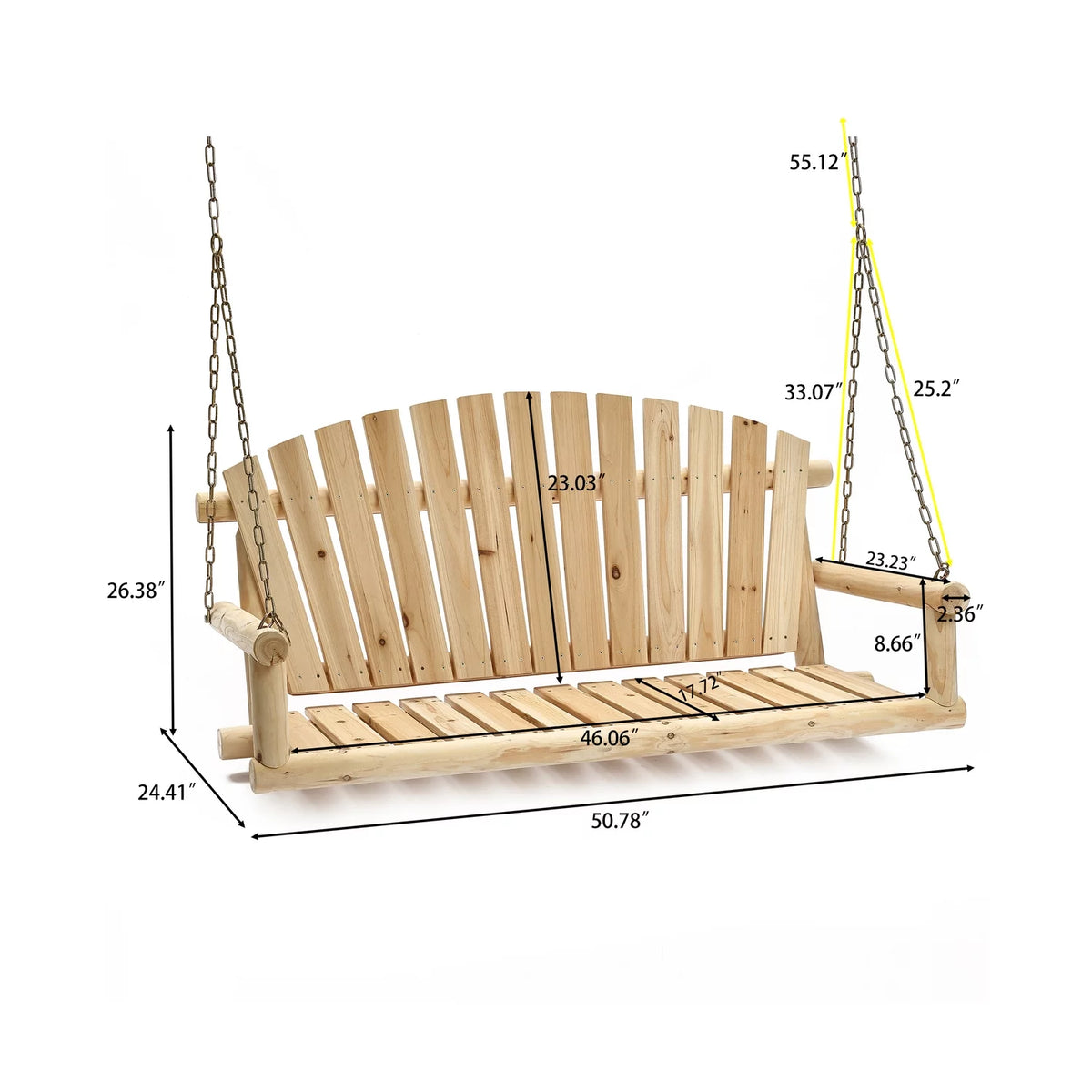 Unfinished Wood Porch Swing with Chains K436513