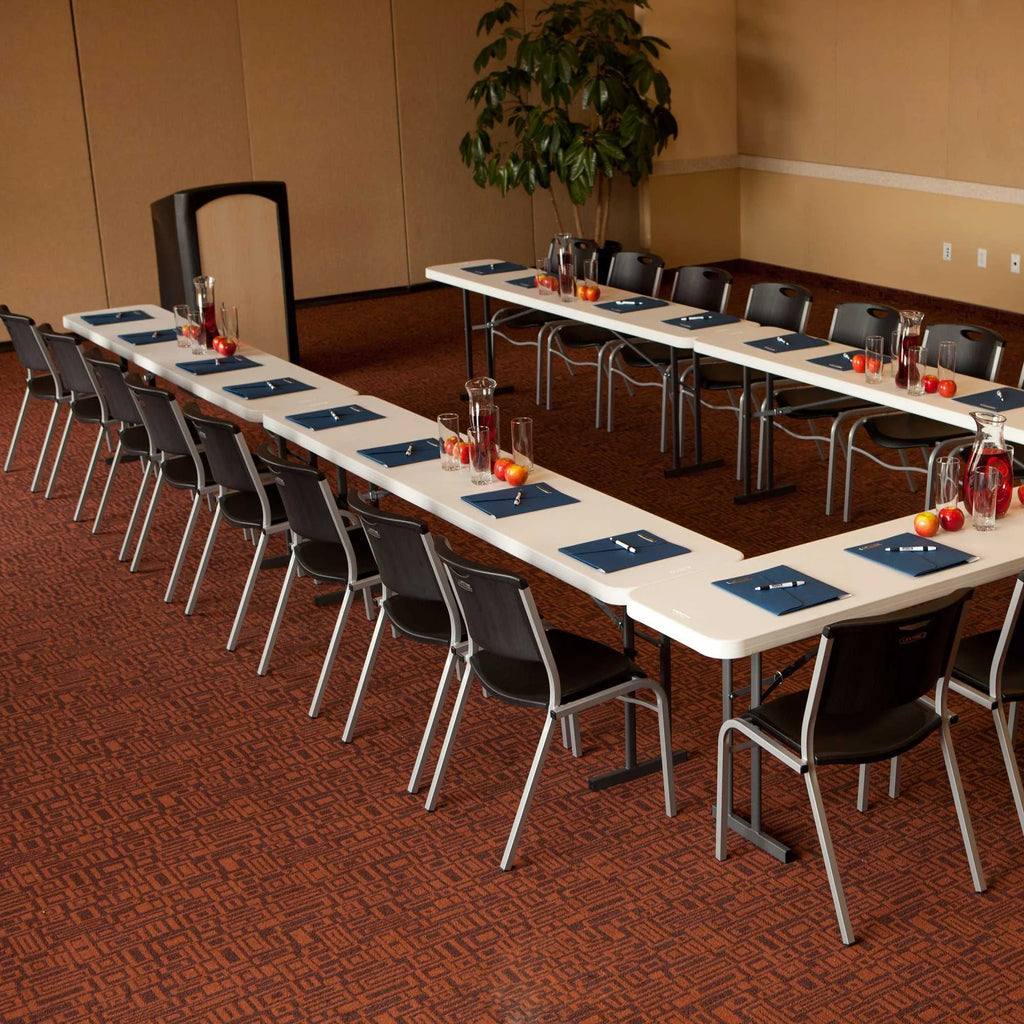 White Granite 8 Foot Seminar Table, Set of 5 K563