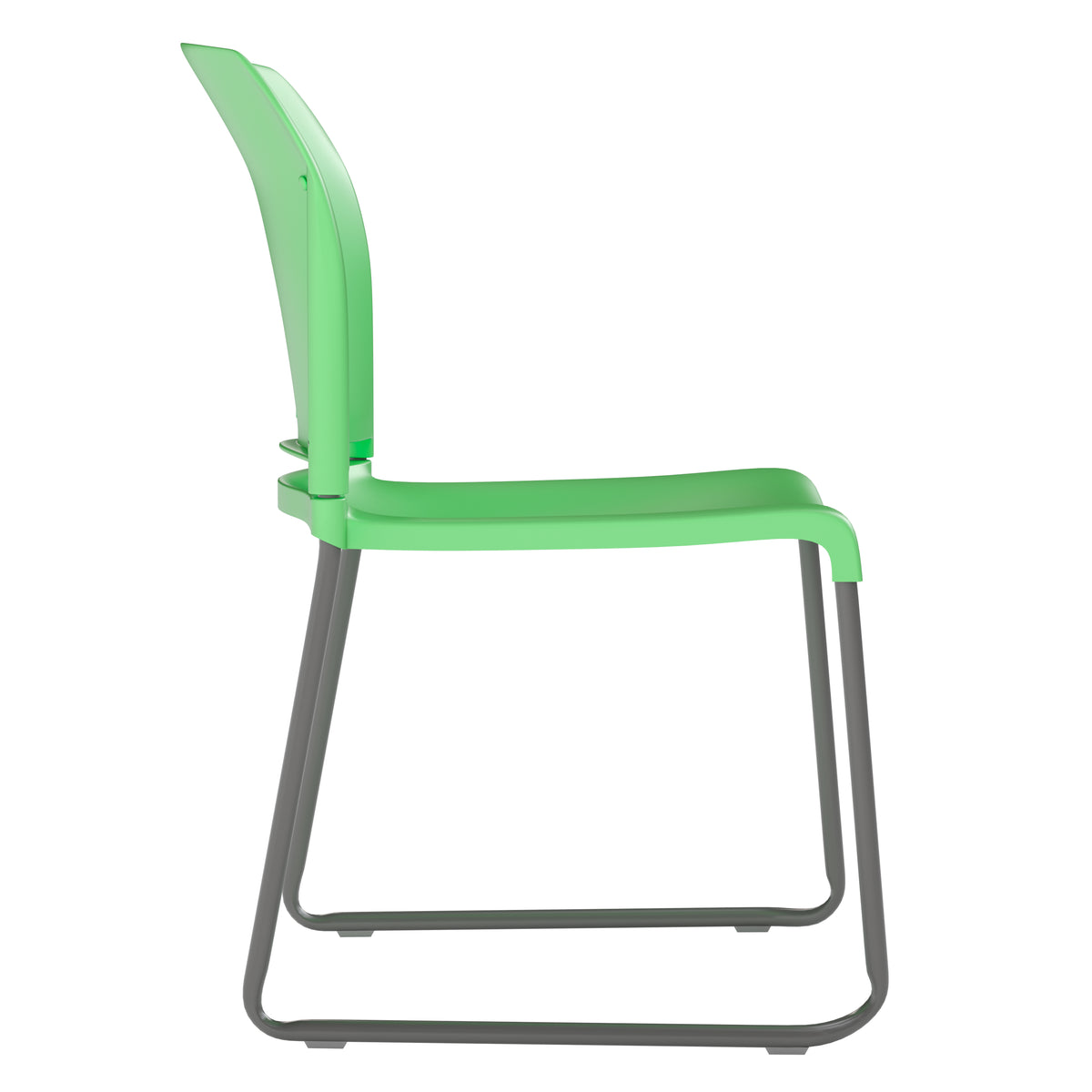 Green Full Back Contoured Stack Chair with Gray Sled Base J682