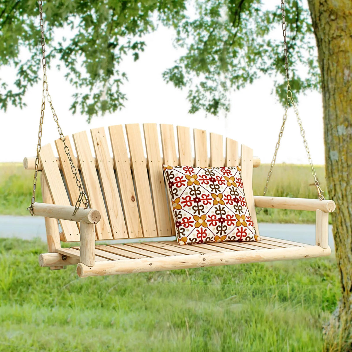 Unfinished Wood Porch Swing with Chains K436513