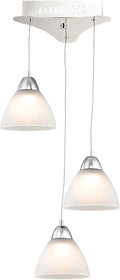 3 Light LED Pendant with White Glass, Chrome H7824