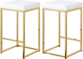 White Leather Tufted Counter Stool (Set of 2) O720425