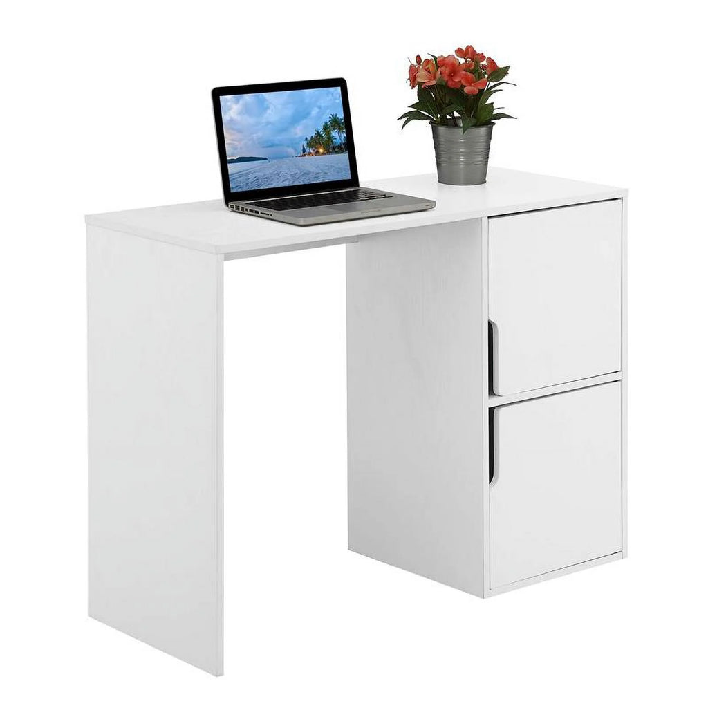 Student Desk with Storage Cabinets in White Wood Finish D813328