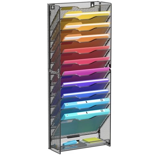 12 Tier Mesh Wall File Organizer Black E272