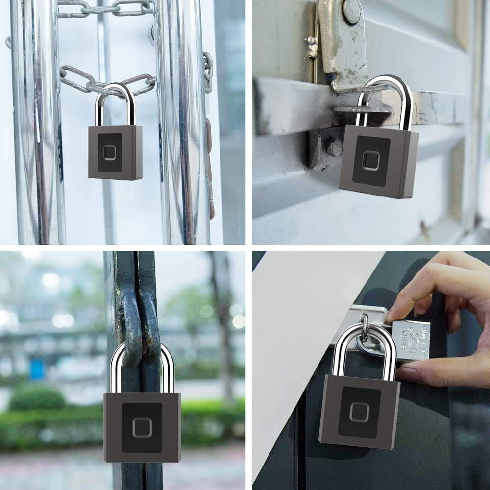 Fingerprint Padlock, Keyless, Waterproof, Pack of 2 F7676