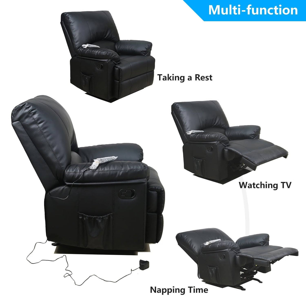 Black PU Leather Rocker Recliner G584580
