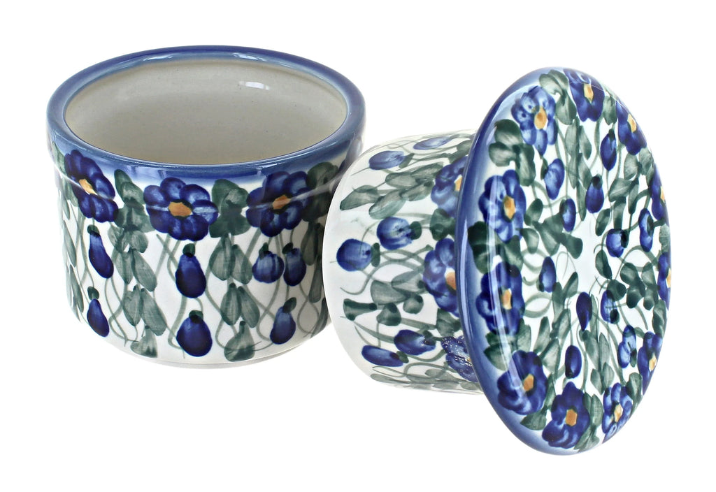 Blue Rose Polish Pottery French Butter Dish K178613