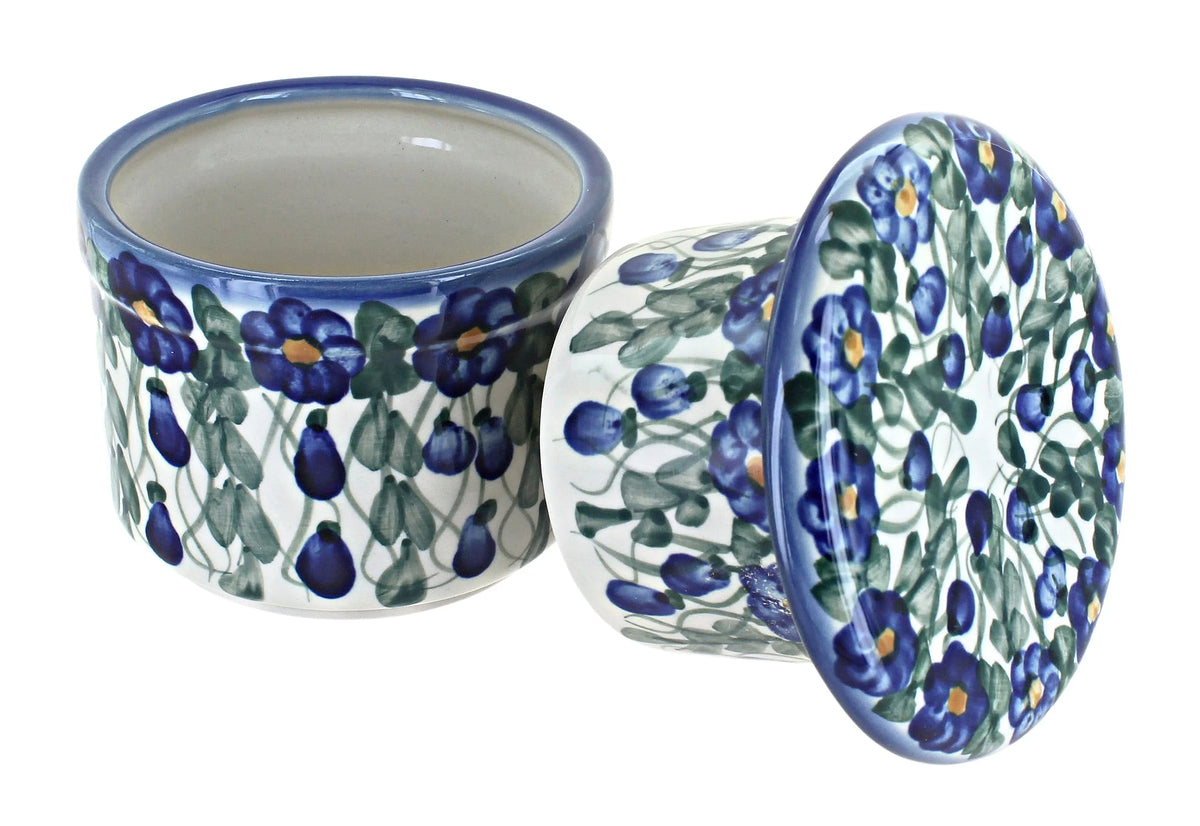 Blue Rose Polish Pottery French Butter Dish K178613
