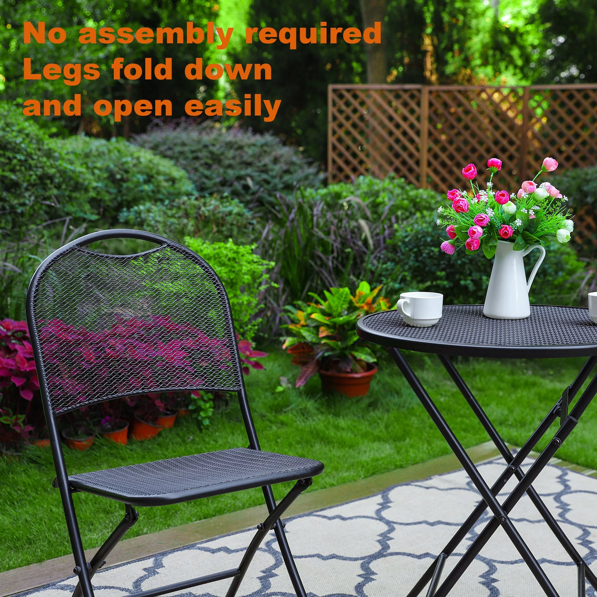 3 Pieces Metal Folding Bistro Set C1555
