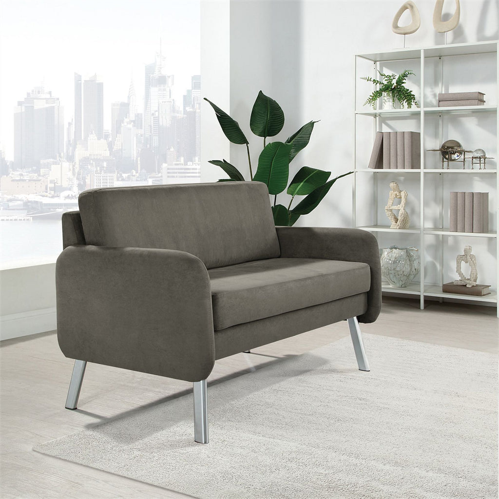 Charcoal Fabric Lounge Loveseat with Chrome Legs Y436913