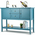 Blue Wooden Sideboard Buffet Table with Drawers and Storage Cabinets I677283
