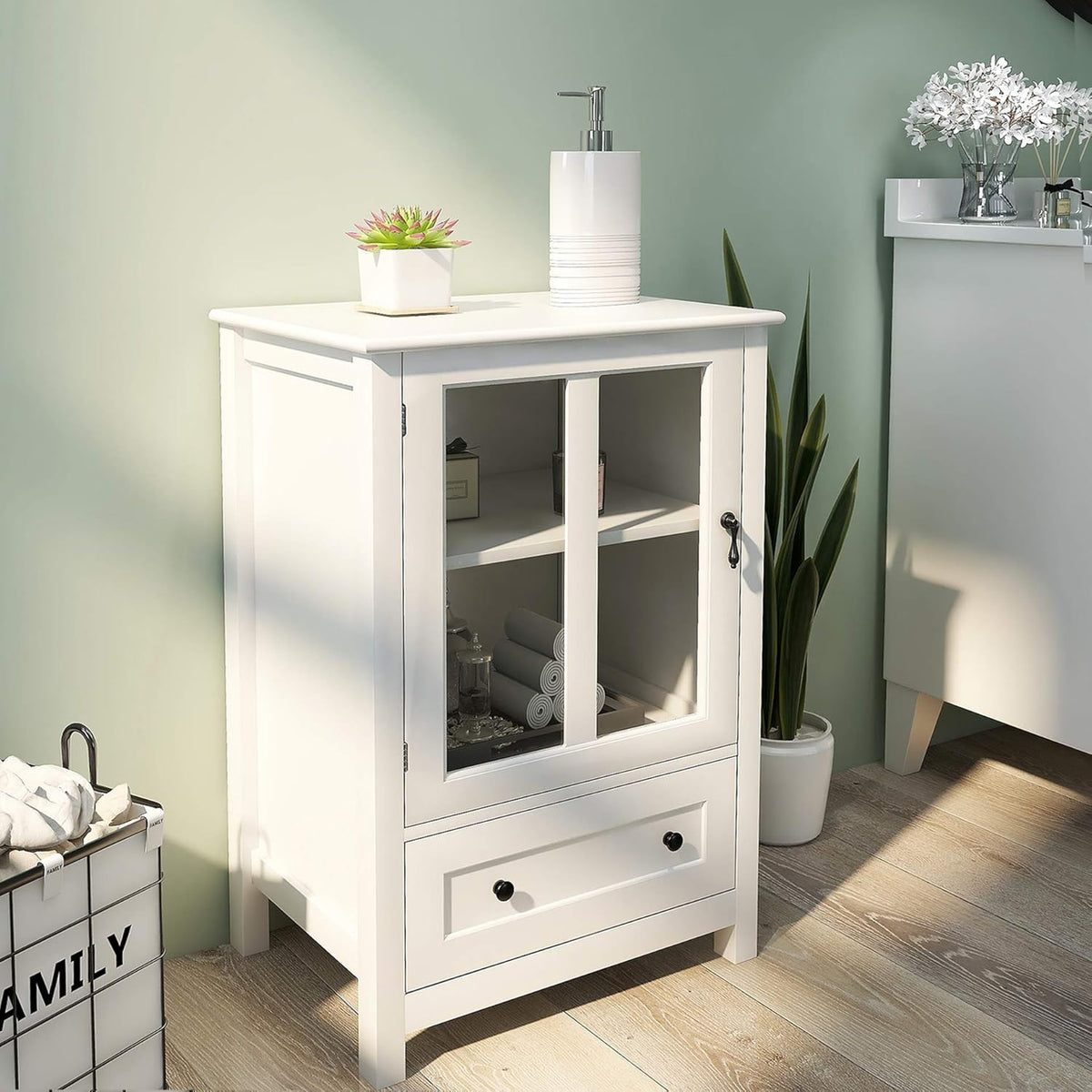 White Wooden Kitchen Storage Sideboard with Drawer Q235