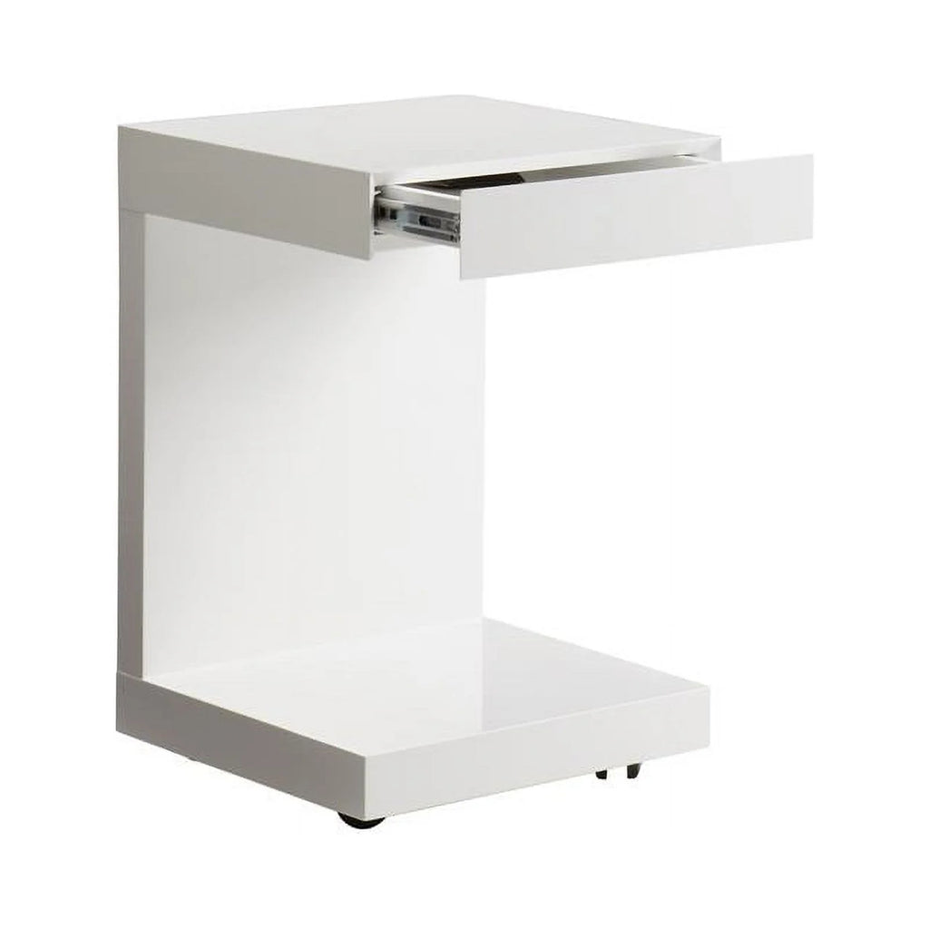 16" C-shaped End Table Set of 2 High Gloss White D8660