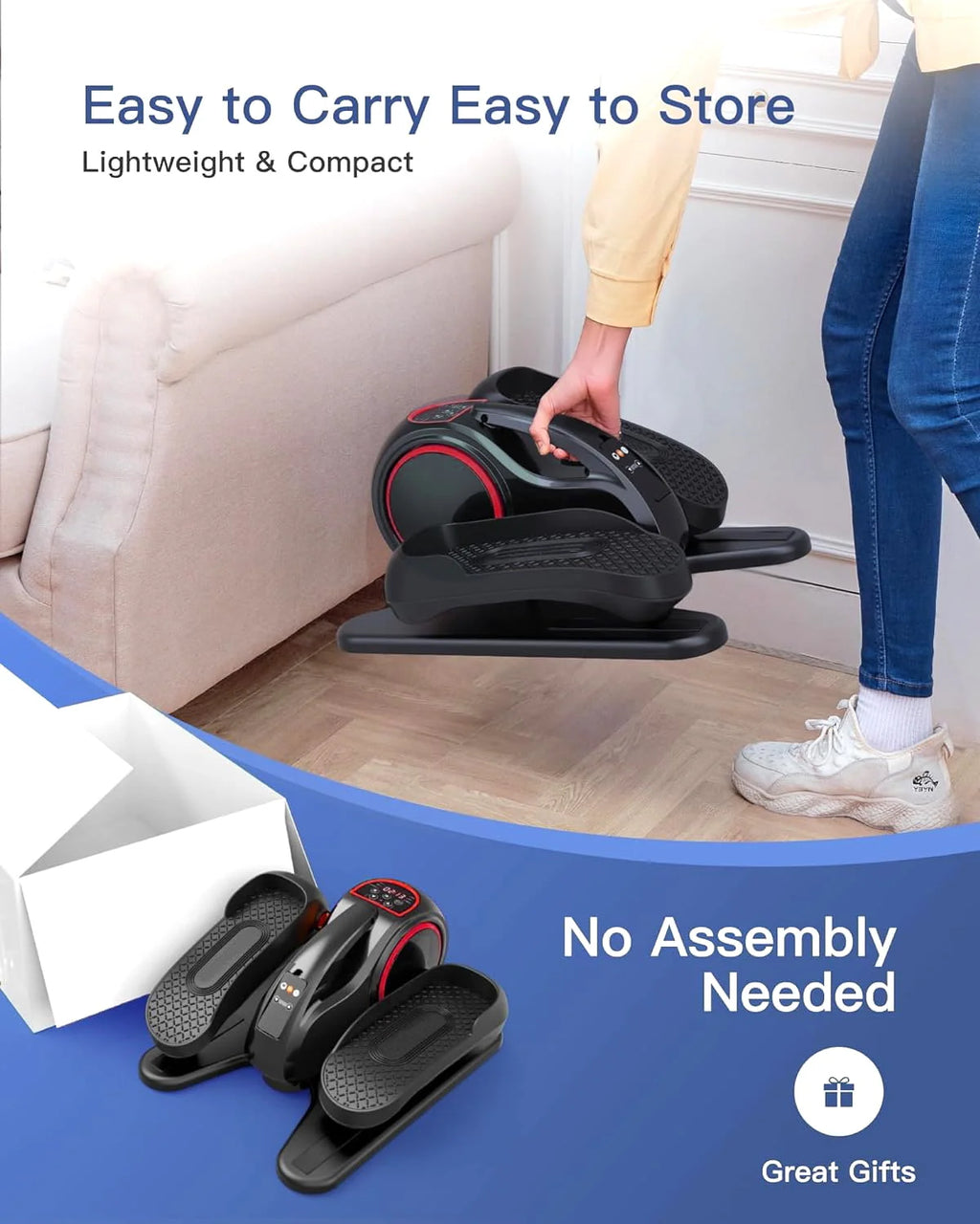 Under Desk Elliptical with Remote Control & Non-Slip Pedals U749