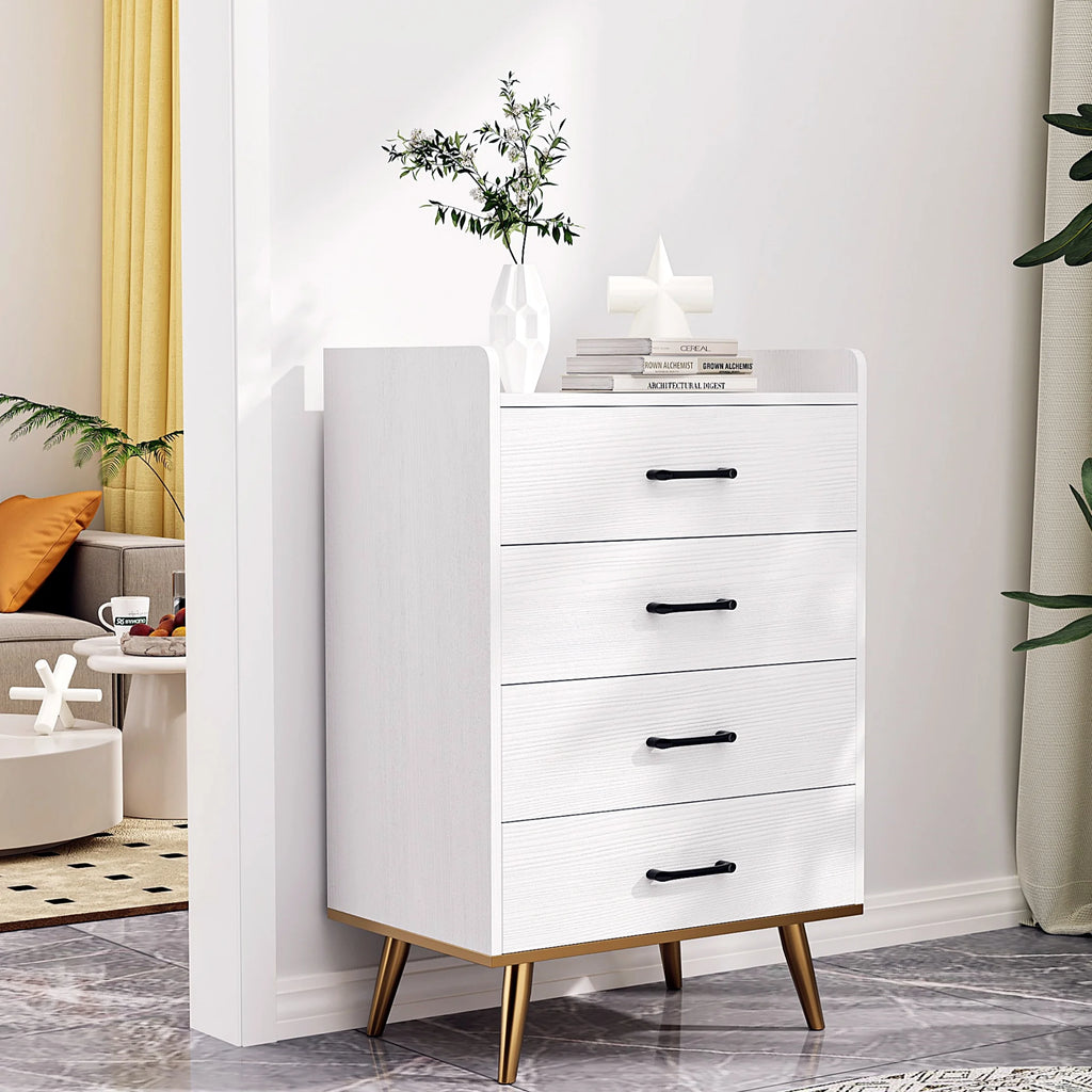 White 4 Drawer Wood Dresser I132261