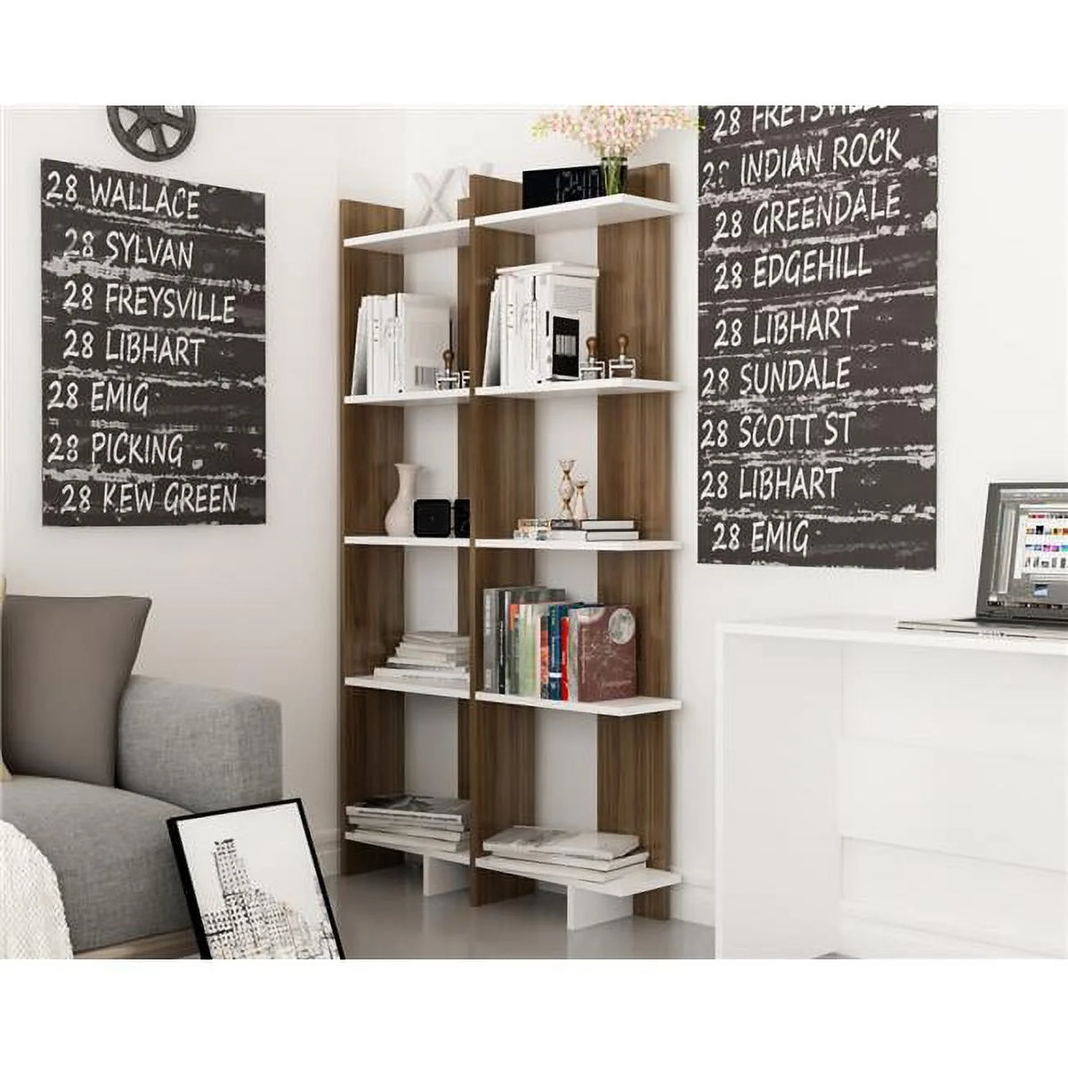 Walnut Corner Bookcase G283