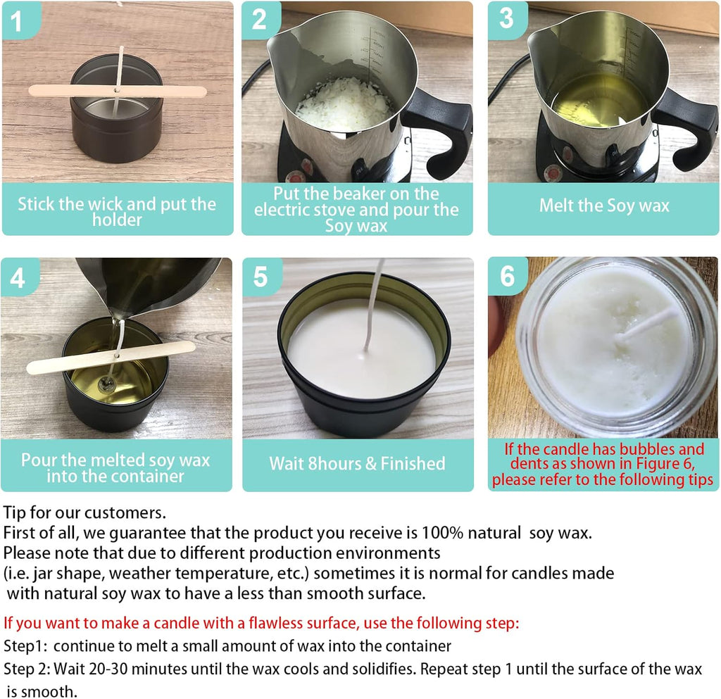 5lbs Soy Wax Flakes, 100 Candle Wick, 10 Centering Devices, Melting Pot G199107