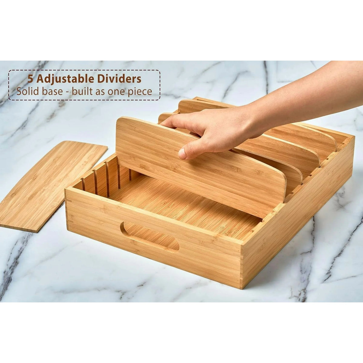 Bamboo Drawer Caddy with Adjustable Dividers N4139