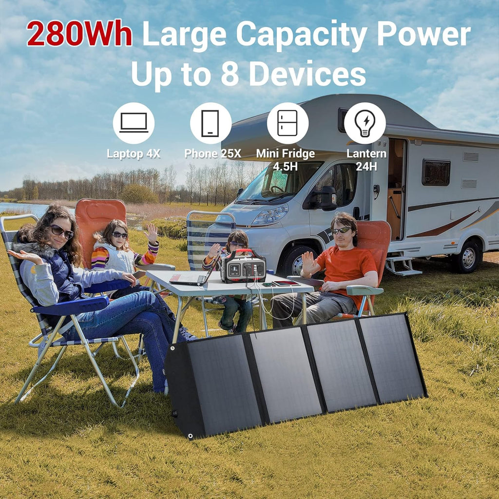 300W Portable Power Station, 280wh (78000mAh), 110V Pure Sine Wave AC Outlet, USB-C PD, QC 3.0, Lithium Battery F2060