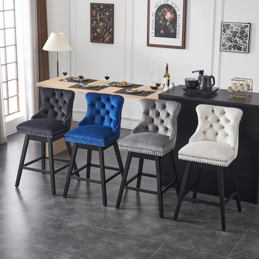 Velvet Swivel Bar Stools Set of 4 A59768