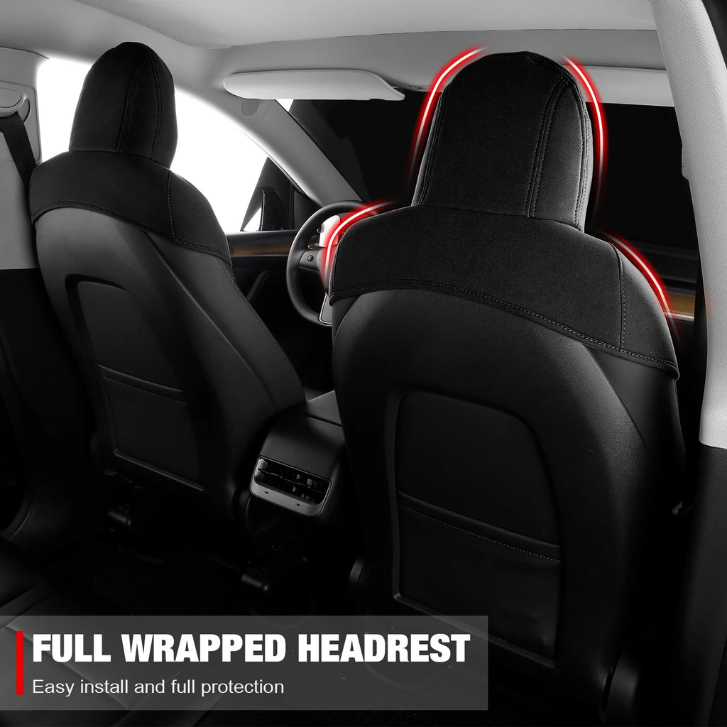 Black Suede Leather Seat Cover Cushions for Tesla Model 3 B669