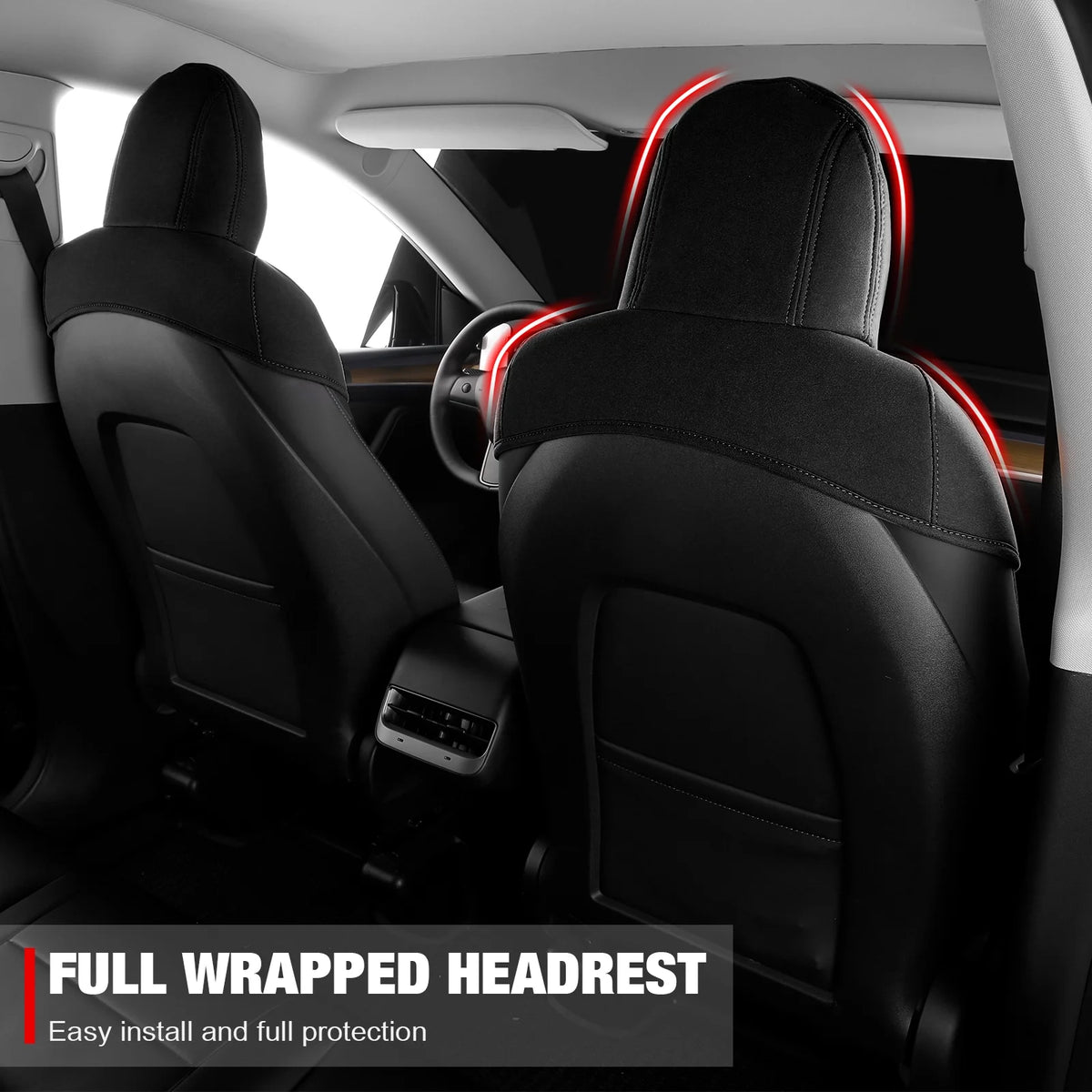 Black Suede Leather Seat Cover Cushions for Tesla Model 3 B669