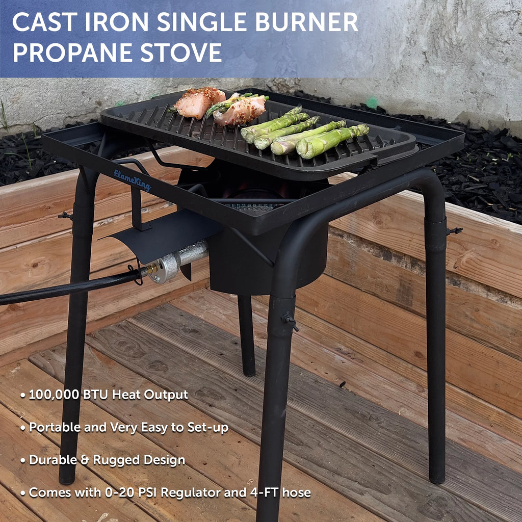 100,000 BTU LP Gas Outdoor Stove Burner with Regulator Hose W58858